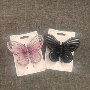 Butterfly Hair Clips in Pink and Black